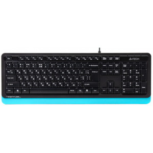 Клавиатура A4tech Fstyler FK10, Sleek MMedia Comfort, USB, Black+Blue, (US+Ukrainian+Russian)