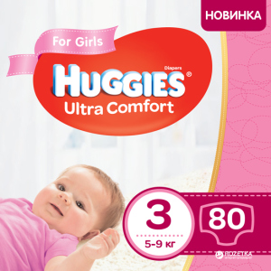 Підгузки Huggies Ultra Comfort 3 Mega для дівчаток 80 шт (5029053543604) в Одесі