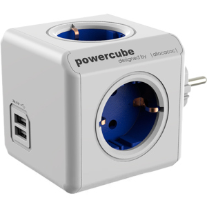 Розгалужувач мережі Allocacoc Powercube Original із заземленням 4 розетки USB (1202BL/DEOUP)