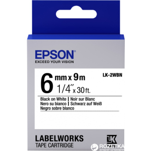 Картридж зі стрічкою Epson LabelWorks LK2WBN 6 мм/9 м Black/White (C53S652003)