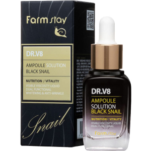 Сыворотка для лица FarmStay Dr-V8 Ampoule Solution Black Snail Ампульная с муцином черной улитки 30 мл (8809595050818) в Одессе