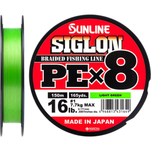 Шнур Sunline Siglon PE х8 150 м # 1.0/0.171 мм 7.7 кг Салатовий (16580965) краща модель в Одесі