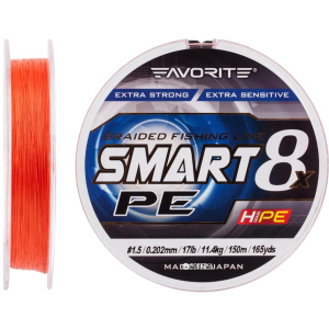 Шнур Favorite Smart PE 8x 150 м # 1.5/0.202 мм 11.4 кг Червоно-жовтогарячий (16931084) ТОП в Одесі