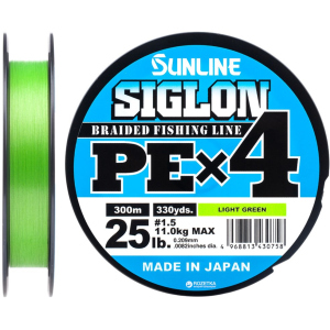 Шнур Sunline Siglon PE х4 300 м # 1.5/0.209 мм 11 кг Салатовый (16580941) в Одессе