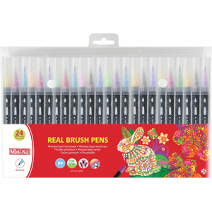 Фломастери-пензлики Maxi Real Brush 24 кольори (MX15230) краща модель в Одесі