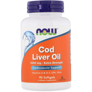 Натуральна добавка Now Foods Cod Liver Oil 1000 мг 90 софт гель (733739017437) в Одесі