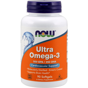 Жирные кислоты Now Foods Ultra Omega-3 90 желатиновых капсул (733739016614)