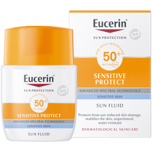 Сонцезахисний флюїд для обличчя Eucerin для чутливої ​​шкіри SPF 50 50 мл (4005800147005) краща модель в Одесі