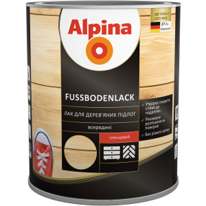 Лак для деревянных полов Alpina Fussbodenlack глянцевый 0.75 л Прозрачный (948103947) ТОП в Одессе
