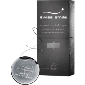 Зубна стрічка вощена зі смаком м'яти Swiss Smile Basel Базель колір чорний 70 м (900-990) 7640131979924 краща модель в Одесі