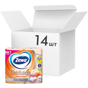 Упаковка туалетного паперу Zewa Deluxe тришаровий аромат Персик 14 шт по 4 рулони (7322540059793) в Одесі