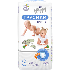 Подгузники-трусики детские Bella Happy Baby Midi 6-11 кг 48 шт (5900516603793)