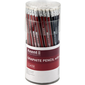 Набір олівців графітних Axent НВ з гумкою 4 кольори корпусу тубус 100 шт (9003/100-A) краща модель в Одесі