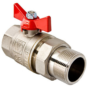 Кран із напівзгоном Valtec DN 1/2" (PN 40) з червоною ручкою (VT.227.N.04) краща модель в Одесі