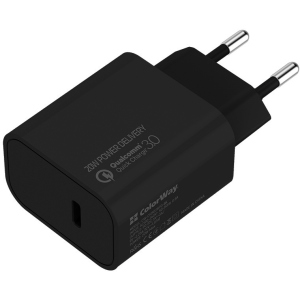 Сетевое зарядное устройство СolorWay Power Delivery Port USB Type-C (20W) V2 Black (CW-CHS026PD-BK) в Одессе