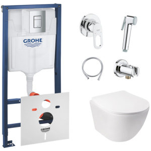 купити Інсталяція GROHE Rapid SL 38772001 + унітаз QTAP Jay QT07335176W із сидінням Soft Close дюропласт + душовий гарнітур GROHE BauLoop 111042