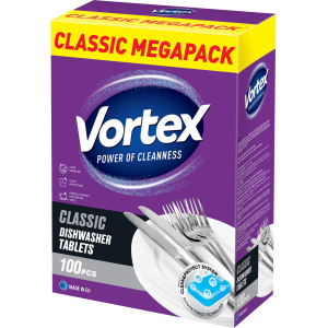 Таблетки для посудомийних машин Vortex Classic 100 шт (55600020) краща модель в Одесі