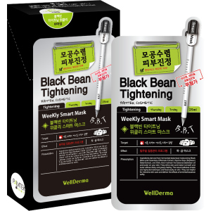 Тканинна маска для обличчя Wellderma Звуження пор Black Bean Tightening Weekly Smart Mask 10 шт x 25 мл (8809387192092) краща модель в Одесі