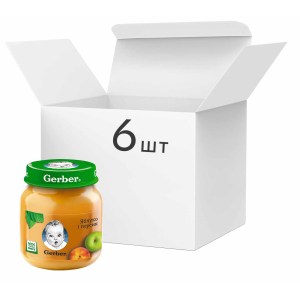 Упаковка фруктового пюре Gerber Яблуко та персик з 6 місяців 130 г х 6 шт (7613287166937) краща модель в Одесі