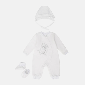 Людина тепла + чепчик + пінетки Garden Baby 29235-01 62 см Білі (4822923501206) ТОП в Одесі