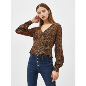 купить Блузка Bershka XAZ148069ELKT S Коричневая с черным (DD8000003100822)