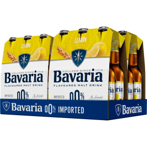 Упаковка напою солодового безалкогольного газованого Bavaria malt Lemon світле фільтроване 0% 0.33 л х 24 шт (8714800019910) надійний