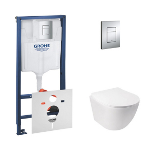 Набор инсталляция 4 в 1 Grohe Rapid SL 38772001 + унитаз с сиденьем Qtap Jay QT07335176W лучшая модель в Одессе