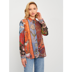 купити Блузка Desigual 18WWCW74-9019 L Синя з коричневим та помаранчевим (8434486543317)