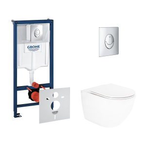 Набір інсталяція 4 в 1 Grohe Rapid SL 38721001 + унітаз із сидінням Qtap Robin QT13332141ERW ТОП в Одесі