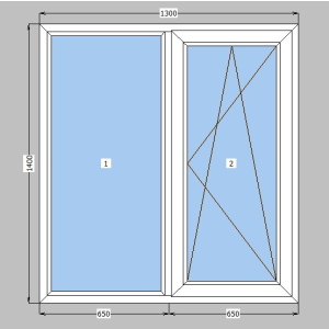 Окно металлопластиковое Rehau Synego 80 mm 1-створчатое поворотно-откидное, фурнитура Siegenia, 1300х1400 мм, белое в Одессе