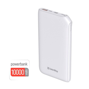 Універсальна мобільна батарея ColorWay Soft Touch 10000mAh White (CW-PB100LPE3WT-PD)