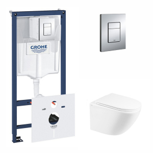 Набор инсталляция 5 в 1 Grohe Rapid SL 38827000 + унитаз с сиденьем Qtap Robin QT1333046ENRW ТОП в Одессе