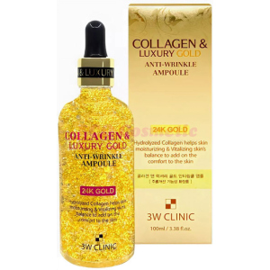 Сыворотка 3W Clinic Collagen & Luxury Gold Anti Wrinkle Ampoule с коллагеном и золотом 100 мл (8809480772054) в Одессе