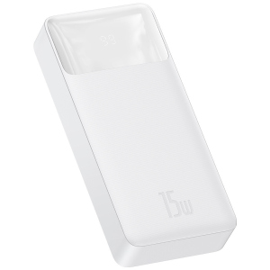 Повербанк 20000mAh BASEUS Bipow Digital Display Power Bank 15 Вт | 2USB/1Type-C, 3A/15W, QC | White