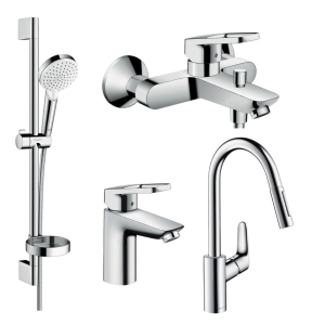 Набор смесителей для ванны HANSGROHE Logis Loop 71151000+71244000+26553400+31815000 с кухонным смесителем ТОП в Одессе