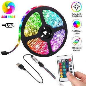 Світлодіодна стрічка RGB LED підсвічування, працює від USB для телевізора та монітора з пультом 5 метрів в Одесі