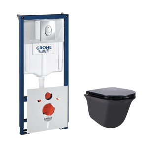 Набор инсталляция 4 в 1 Grohe Rapid SL 38721001 + унитаз с сиденьем Qtap Virgo QT1833051ERMB в Одессе