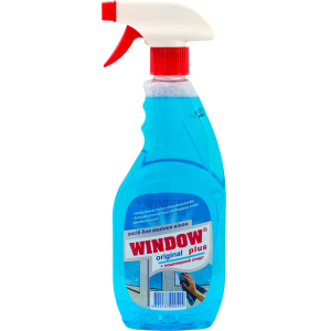 Упаковка средства для мытья окон Window Plus Синий (на основе нашатырного спирта) с распылителем 500 мл х 15 шт (4820167000424) в Одессе