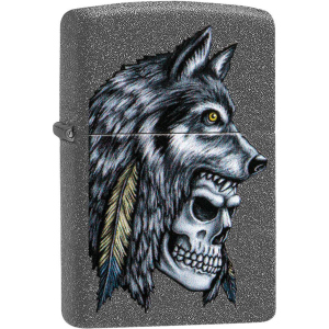 Зажигалка Zippo 211 Wolf Skull Feather Design Серая (Zippo 29863) ТОП в Одессе