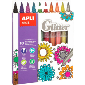 Набір маркерів Apli Kids Glitter з блискітками 10 кольорів (18218) (8410782182184) ТОП в Одесі