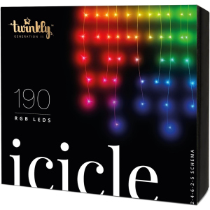 Світлодіодна Smart LED гірлянда Twinkly Icicle RGB 190, BT+WiFi, Gen II, кабель IP44 прозорий (TWI190STP-TEU) ТОП в Одесі