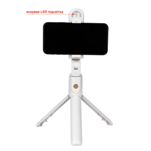 Селфи-монопод с подсветкой APEXEL LED Selfie Stick K10-S white лучшая модель в Одессе