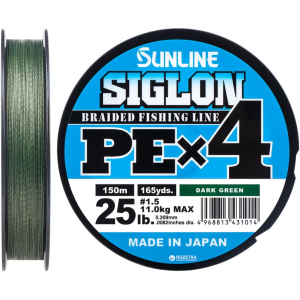 Шнур Sunline Siglon PE х4 150 м # 1.5/0.209 мм 11 кг Темно-зеленый (16580921) в Одессе