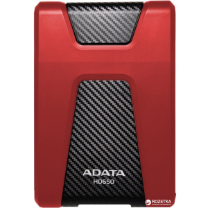 Жесткий диск ADATA DashDrive Durable HD650 1TB AHD650-1TU31-CRD 2.5" USB 3.1 External Red лучшая модель в Одессе