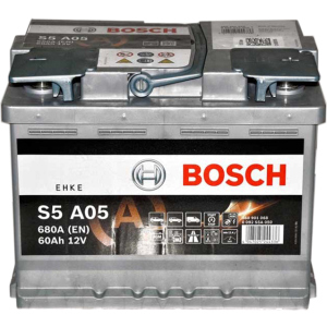 Автомобільний акумулятор Bosch AGM 6СТ-60 (S5A050) 60 Ач (-/+) Euro 680 А (0 092 S5A 050) краща модель в Одесі