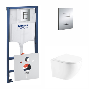 Набір інсталяція 4 в 1 Grohe Rapid SL 38772001 + унітаз із сидінням Qtap Robin QT1333046ENRW ТОП в Одесі