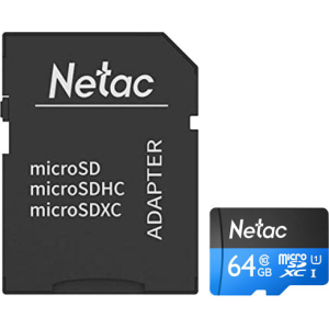 Netac P500 Standard microSDXC 64GB Class 10 UHS-I U1 + SD адаптер (NT02P500STN-064G-R) в Одесі