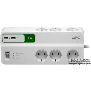 Мережевий фільтр APC Essential SurgeArrest 6 outlets + 2 USB (PM6U-RS) ТОП в Одесі