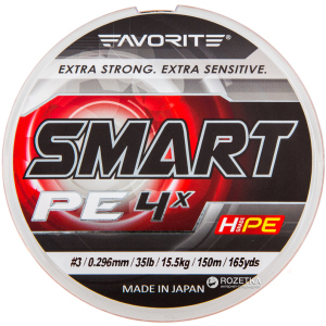 Шнур Favorite Smart PE 4x 150 м #3.0/0.296 мм 15.5 кг Оранжевый (16931022)