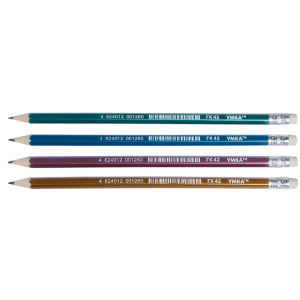 Набір шестикутних графітових олівців Умка Metallic HВ з гумкою 100 шт (ГК42/44824012001268) ТОП в Одесі